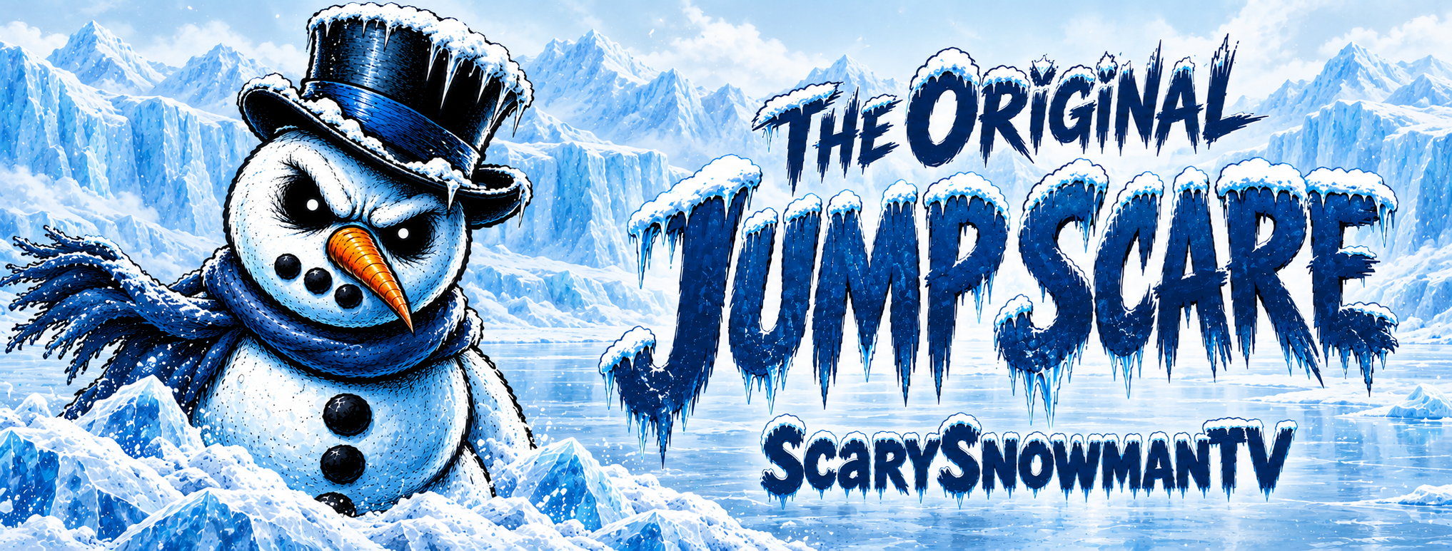 Scary Snowman TV — The Original Jump Scare. Frozen lake.