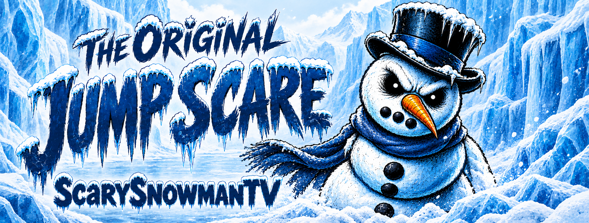 Scary Snowman TV — The Original Jump Scare. Glacier canyon.